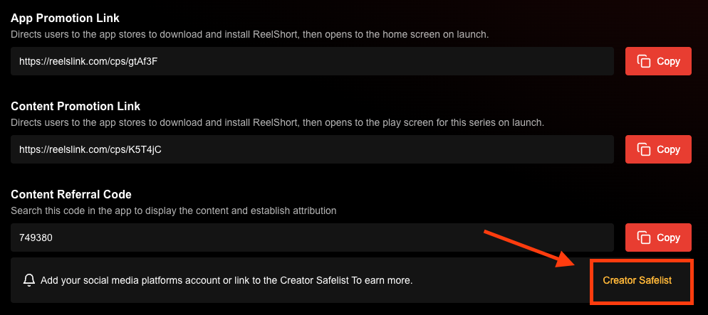 Account safelisting interface for TikTok, YouTube, and Facebook