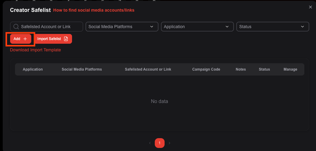 Safelisting confirmation and platform status examples