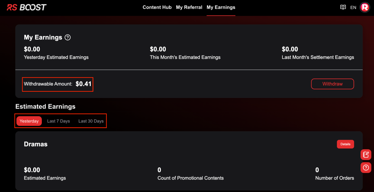 ReelShort commission earnings details breakdown